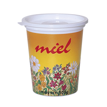 280 pots en plastique pour miel 500 g PSL - modèle champêtre opaque