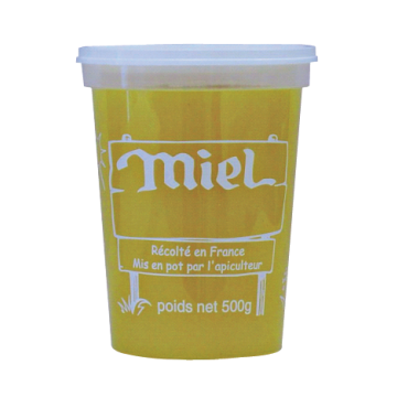 300 pots en plastique pour miel 500 g PEP NICOT - modèle miel blanc - avec couvercle