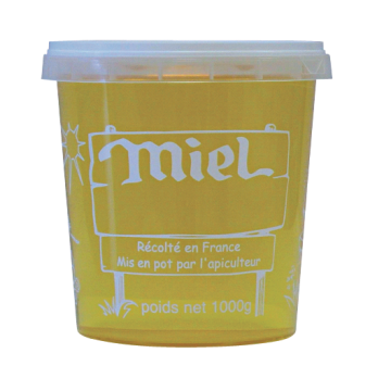 10 pots en plastique pour miel 1 kg PAL NICOT - modèle miel blanc - avec couvercle