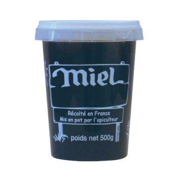 10 pots en plastique pour miel 500 g PAL NICOT - modèle miel blanc - avec couvercle