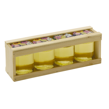 Coffret de présentation en bois pour 4 pots en verre 250 g - TO63