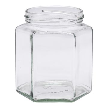 Pot en verre hexagonal 500g (390ml) TO70