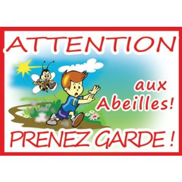 Panneau rucher - Attention abeilles - modèle petit garçon 