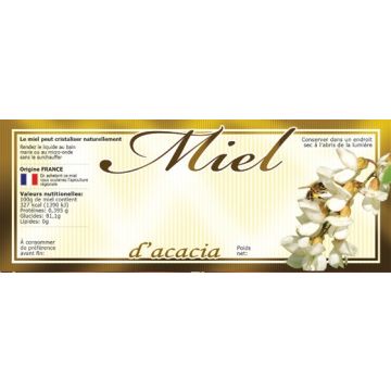 100 étiquettes personnalisables "Miel d'acacia" - 154 x 60 mm