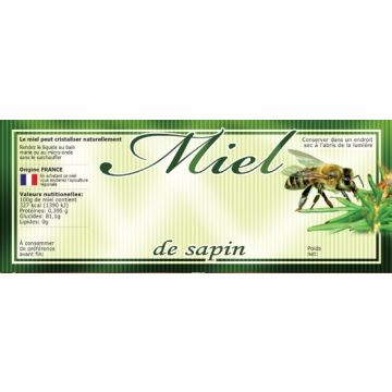 100 étiquettes personnalisables "Miel de sapin" - 154 x 60 mm