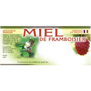 100 étiquettes personnalisables "Miel de framboisier" - 116 x 50 mm