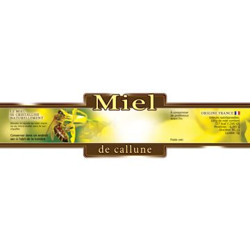 100 étiquettes personnalisables "Miel de callune" - 185 x 55 mm