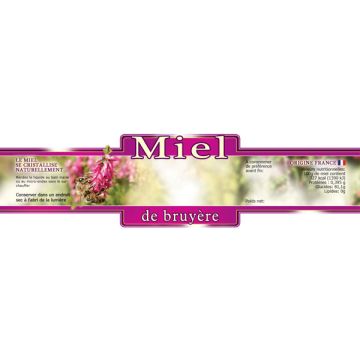 100 étiquettes personnalisables "Miel de bruyère" - 185 x 55 mm