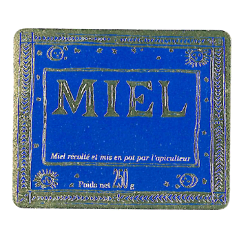 100 étiquettes personnalisables (modèle antique) "Miel 250 g" - 46 x 38 mm