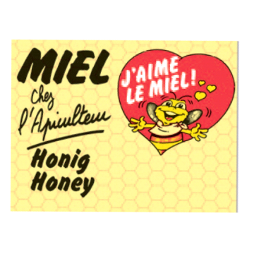 Panneau vente de miel - PVC  - modèle coeur rouge et abeille