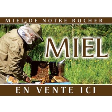 Panneau vente de miel - PVC - modèle apiculteur