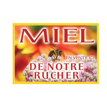 Panneau vente de miel - PVC - modèle abeille et fleur blanche