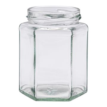 Pot en verre hexagonal 250g (195ml) TO58