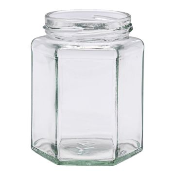 Pot en verre hexagonal 375g (283ml) TO63