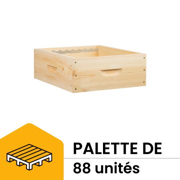 Palette de 88 hausses mi-bois 9 cadres (avec crémaillères) pour ruche Dadant - Ruchéco