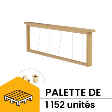 Palette de 1152 cadres droits fils verticaux (avec œillets) pour hausse de ruche Dadant