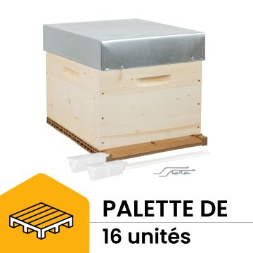 Palette de 16 ruches mi-bois Dadant 10 cadres (sans cadres et hausse) - Éco+