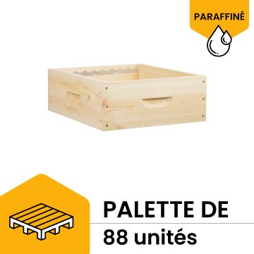 Palette de 88 hausses mi-bois Dadant 8 cadres - Ruchéco paraffiné