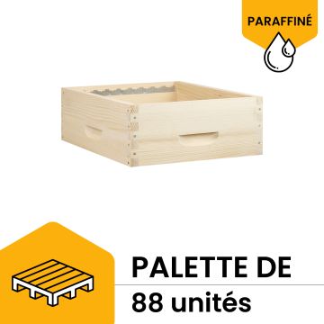 Palette de 88 hausses à tenons Dadant 9 cadres - Ruchéco paraffinée