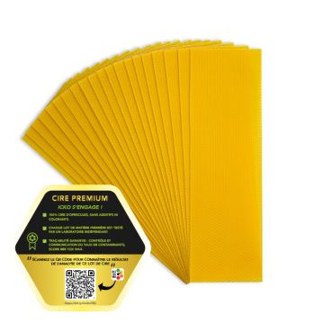 Dadant hausse - 100 feuilles (5 kg) de cire gaufrée PREMIUM -  (130 X 410 mm)