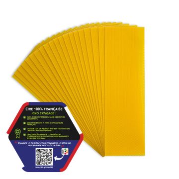 Dadant hausse -20 feuilles (1 kg) de cire gaufrée FRANÇAISE - (130 X 410 mm)