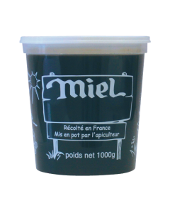 10 pots en plastique pour miel 1 kg PEP NICOT - modèle miel blanc - avec couvercle