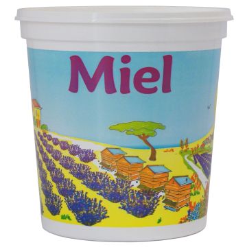 10 pots en plastique pour miel 1 kg PEP NICOT - modèle opaque lavande - avec couvercle