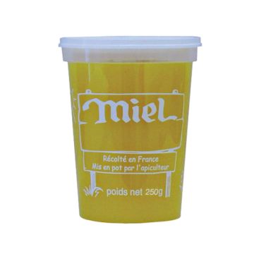 10 pots en plastique pour miel 250 g PEP NICOT - modèle miel blanc - avec couvercle