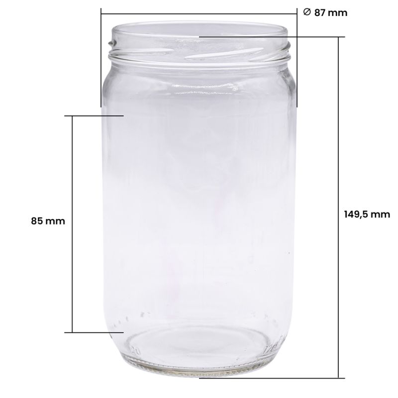 10 pots en verre cylindriques 1 kg 750 ml TO82