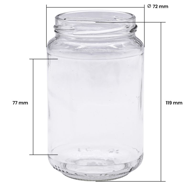 Pots en verre : Pot en verre cylindrique 500g (390ml) TO82 - Icko