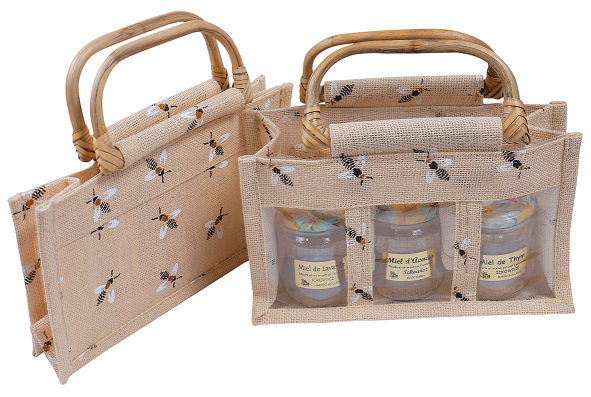 Emballer : 25 sacs en plastique à bretelle J'aime le miel - Icko Apiculture